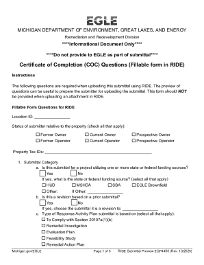 Michigan Certificate of Completion Form
