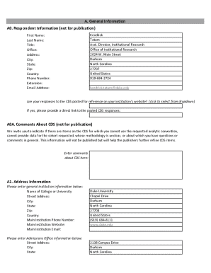 Duke University CDS Form