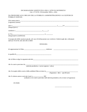 Italian Declaration of Substitution of Notoriety