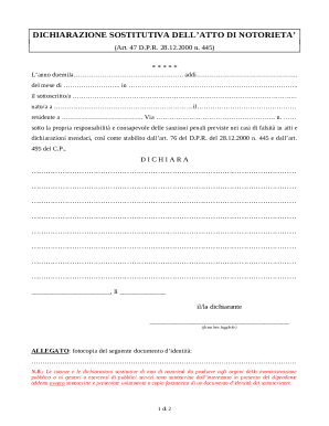 Italian Declaration of Substitution of Notoriety