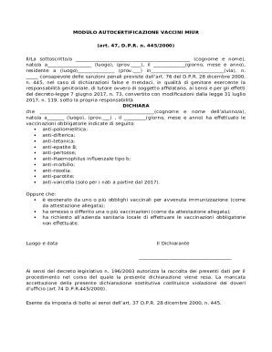 MIUR Vaccine Self-Certification Form