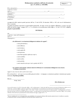 Italian Vaccination Declaration Form