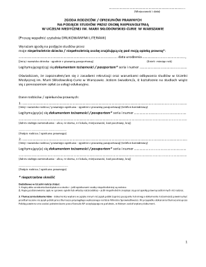 Parental Consent Form for Minor Studies