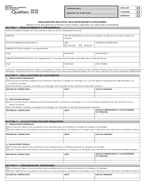 Canadian Criminal Record Declaration Form