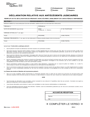 Quebec Judicial Record Declaration Form