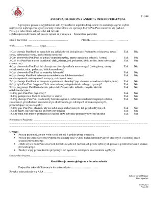Anesthetic Preoperative Questionnaire