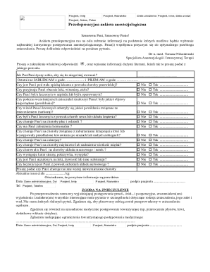 Preoperative Anesthesiology Questionnaire