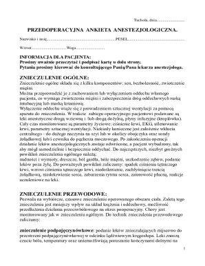 Preoperative Anesthesiology Questionnaire