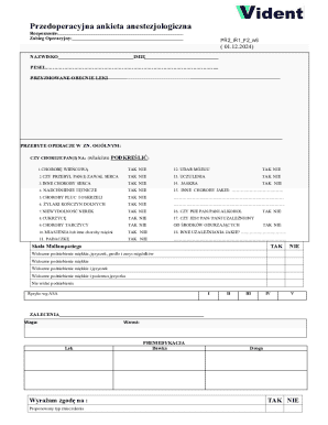 Przedoperacyjna Ankieta Anestezjologiczna