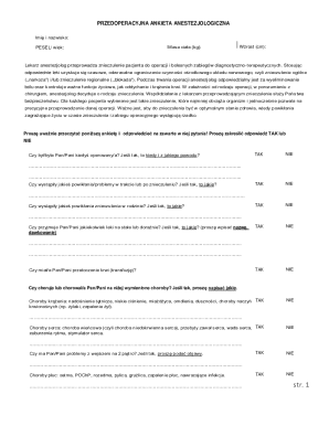 Preoperative Anesthetic Questionnaire
