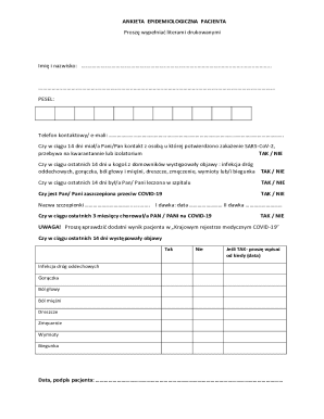 Epidemiological Patient Questionnaire
