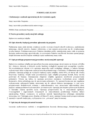 Medical Consent Form for Sleeve Gastrectomy