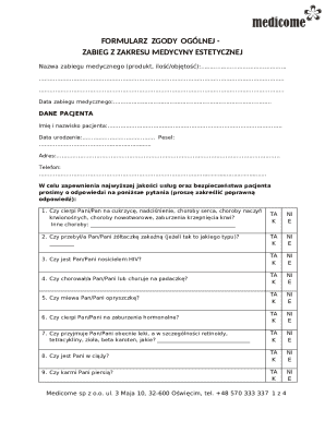 General Consent Form for Aesthetic Medicine Procedure