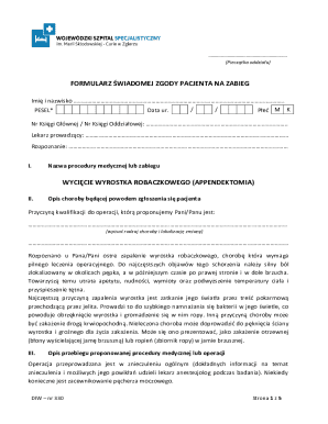 Medical Consent Form for Appendectomy