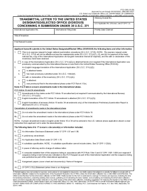 USPTO PTO-1390 Transmittal Letter