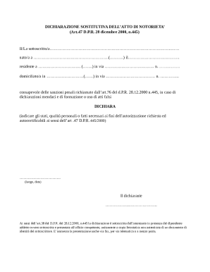 Italian Declaration of Substitution of Notoriety