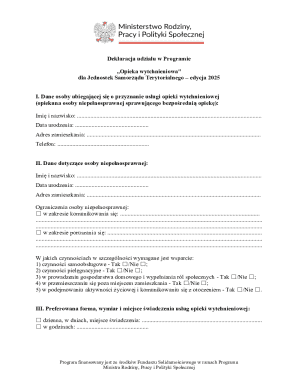Opieka Wytchnieniowa Application Form 2025