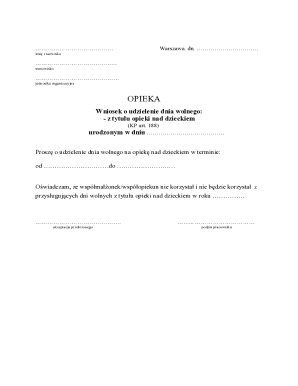 Request for Day Off for Childcare