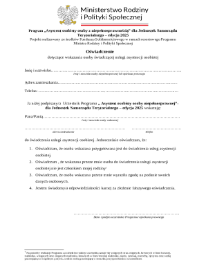 Personal Assistant Declaration for Disabled Persons