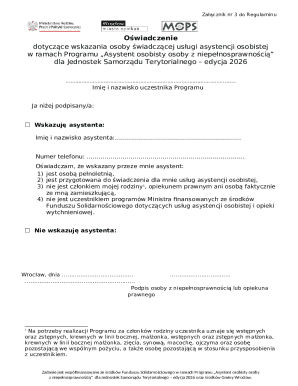 Personal Assistant Service Declaration Form