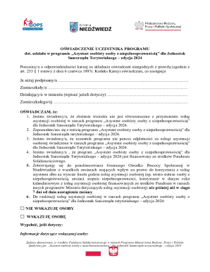 Personal Assistant Program Participant Declaration 2024