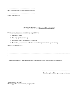 Parent Legal Guardian Affidavit