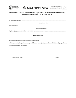 Declaration of No Business Activity