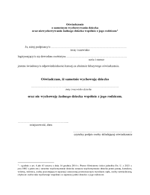 Oświadczenie o samotnym wychowywaniu dziecka