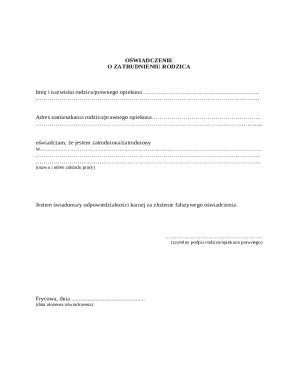 Parent Employment Declaration