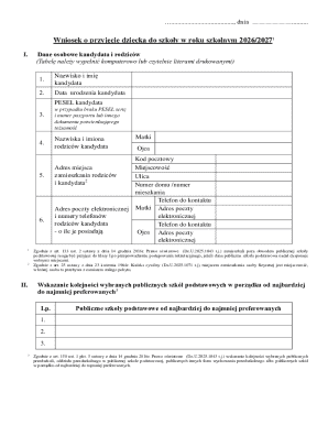 Polish School Admission Application Form