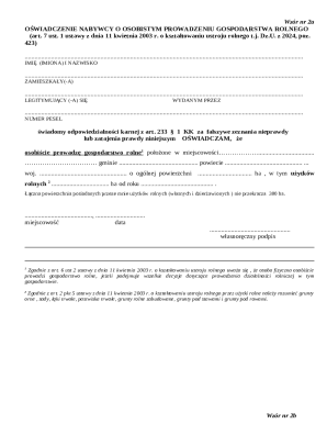 Polish Farmer Declaration Form