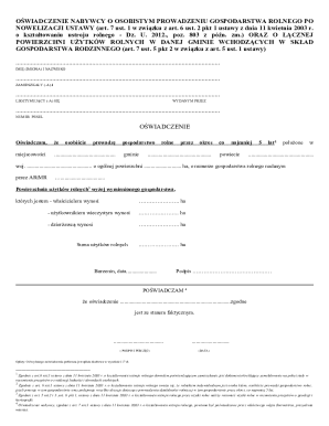 Polish Farmer's Declaration of Personal Farm Management