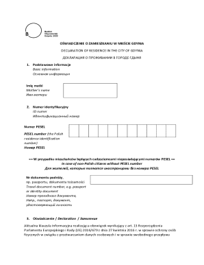 Declaration of Residence in Gdynia