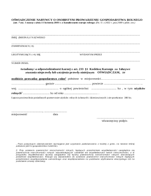 Polish Farmer Personal Farm Management Declaration