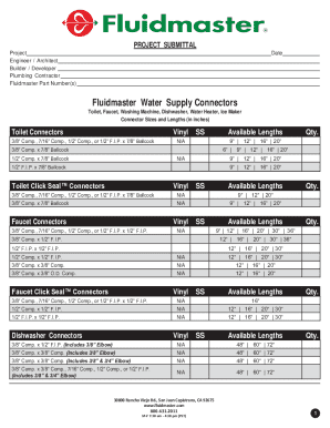 Fluidmaster Water Supply Connectors Project Submittal