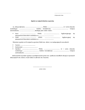 Child Travel Consent Form