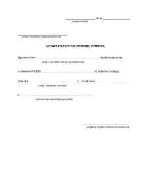 Child Pickup Authorization Form