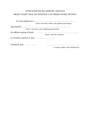 Child Pickup Authorization Form