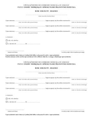 School Child Pickup Authorization Form