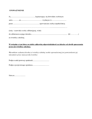 Child Pickup Authorization Form