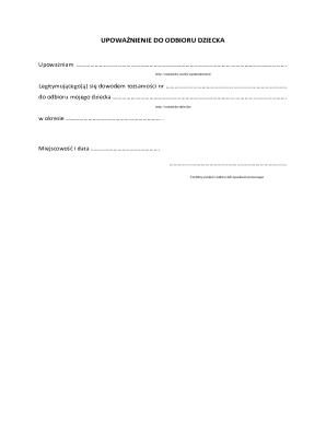 Authorization to Pick Up a Child