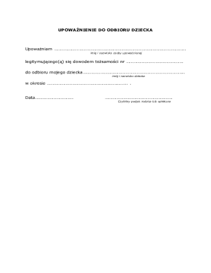 Child Pickup Authorization Form