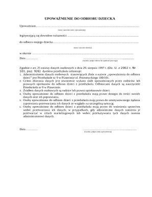 Authorization to Pick Up a Child