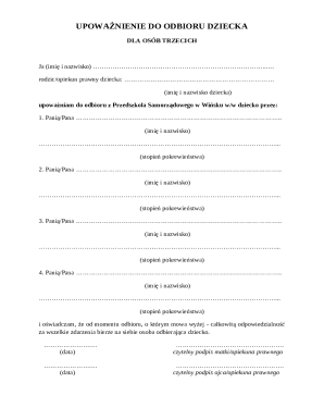 Child Pickup Authorization Form
