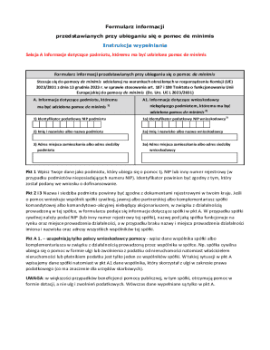 EU De Minimis Aid Application Form