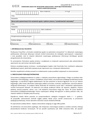 Informed Consent for Subarachnoid Anesthesia