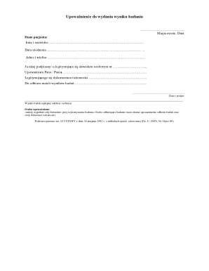 Medical Test Result Authorization Form