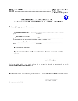 Medical Prescription Collection Authorization Form