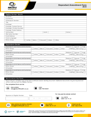 Dependent Amendment Form