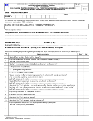 Consent Form for MRI and Contrast Agent Administration